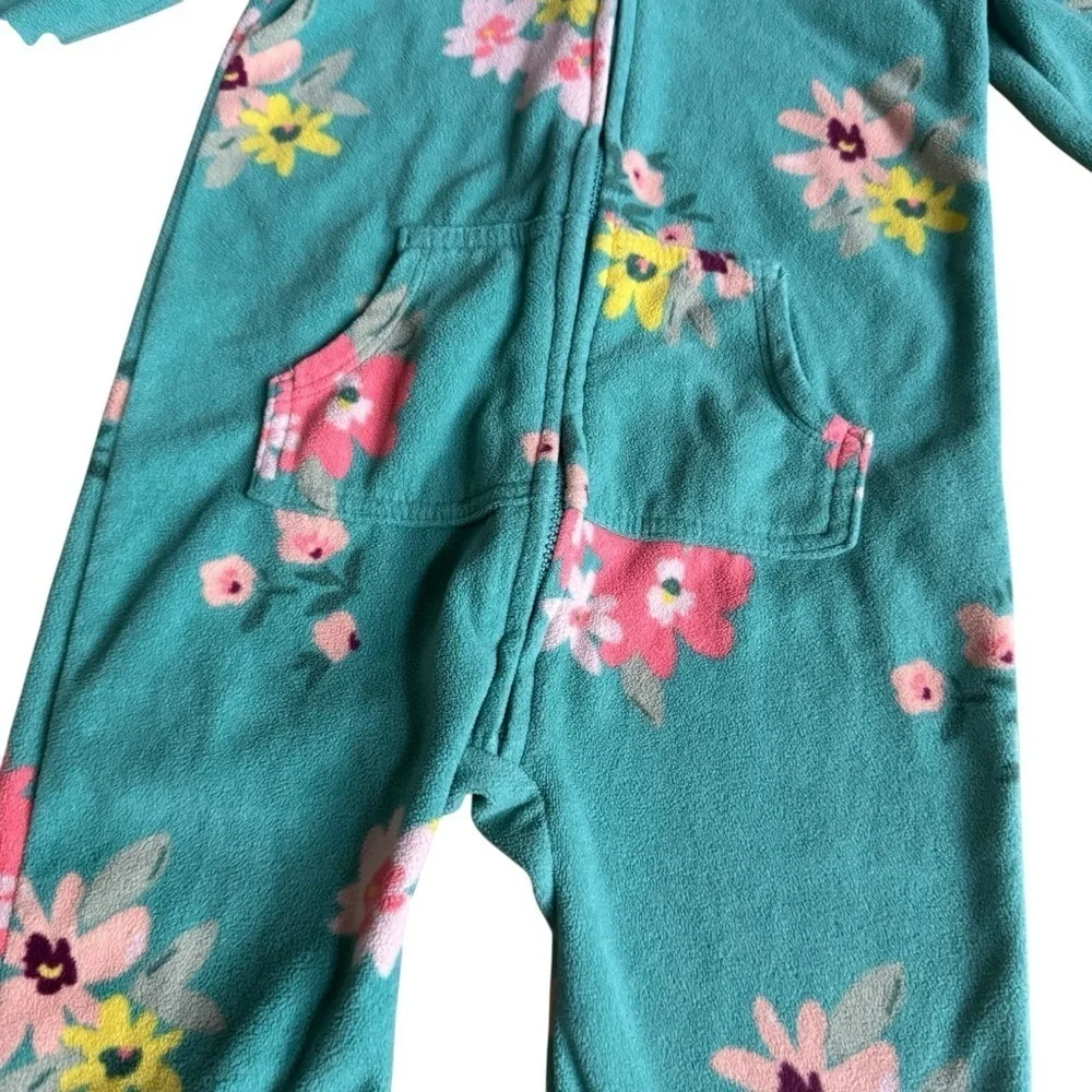 Carter’s Fleece Hooded Floral Jumpsuit Overall Baby Girl 18M